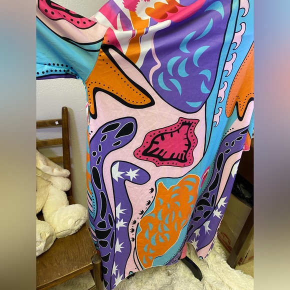 Maximalist Y2K Vibe Charlotte Russe Tube Top Maxi Dress Colorful Kaftan & Belt! - Picture 5 of 16